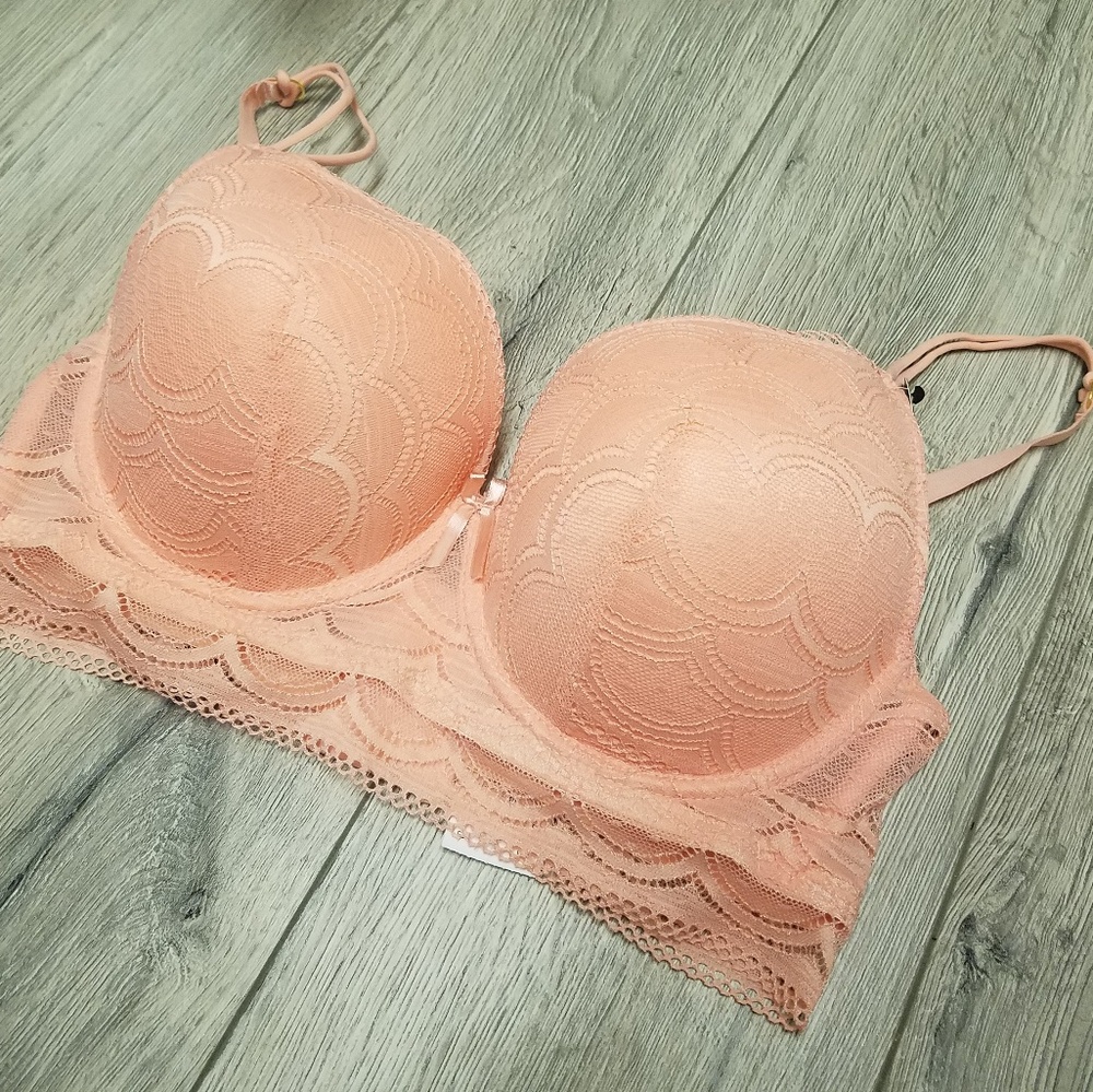 Peach lace bra